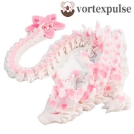 VORTEXPULSE 3D Printed Diceratops Dragon, Laser Simulated Eye 3D Printed Dragon, Rotatable Poseable 