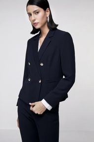 G2000 - 女士 時尚修身剪裁雙排扣設計西裝外套 (深藍色)