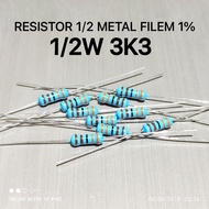 (QTY 10 PCS) RESISTOR 1/2W 1/2WATT 3K3 3.3K 3.3 KILO ROHS