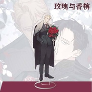 AQLKY กุหลาบและแชมเปญ Manhwa Bl Yaoi Manwha หุ่นหน้าจออะคริลิคสำหรับตกแต่งโต๊ะของขวัญของประดับ FGUOP