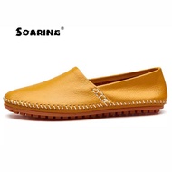 Soaring Genuine Leather Men Loafers Large Size 38-47 Slip On Black Blue White Mens Shooes Driving Mo