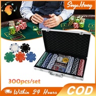 300pcs Texas Poker Set Chip Coin Token Game Poker Aluminum Suitcase Custom Logo Token Mahjong ABS