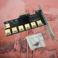 7Port PCIE X1 Riser Card 1 to 7 Port Gold-Plated PCIE X1 for PCI Express X16 Graphics Card Extension