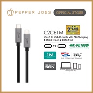 PEPPER JOBS C2CE1M USB-C to C Cable with PD 100W Charging & USB 3.1 Gen 2 (1M) for USB-C Laptops/Not