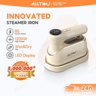 ALLTOU Handheld Steam Iron Sterika Baju with LED Screen 1200W Garment Steamer 3-Level Foldable 150ML