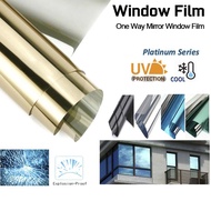 3M/Roll PET Mirror Window Film One Way Insulation Silver Privacy Glass Sticker Tint Solar Reflective