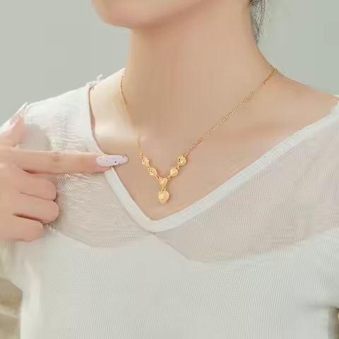 Luxury 24K 9999 Pure Gold real gold Women's Love Pendant Necklace