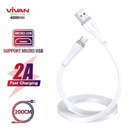 Kabel Data Micro USB 2M Fast Charging 2A Android 200cm Vivan SM200S