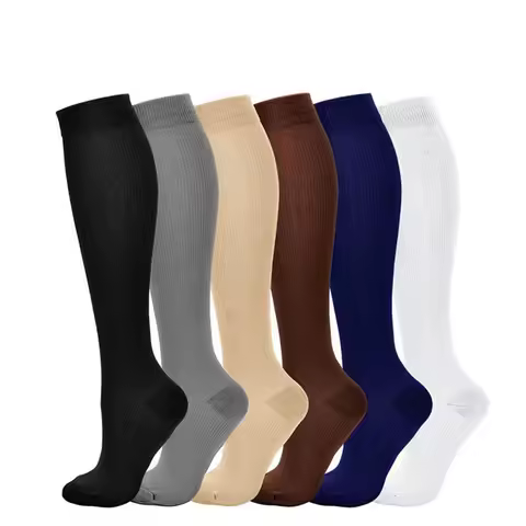 Knee High Compression Socks Long Running Socks Solid Color Nylon Anti-Fatigue Calf Foot Support Stoc