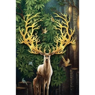 GOLDEN DEER PAINTING 40*80, MODERN HIGH QUALITY Glossy UV PRINTED WOODEN PAINTING