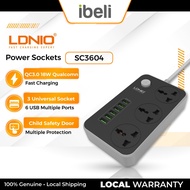 Ldnio SC3604C (NEW) 3 Universal Power Socket 6 USB Anti-Static Power Socket SC3604 QC3.0 18W Qualcom