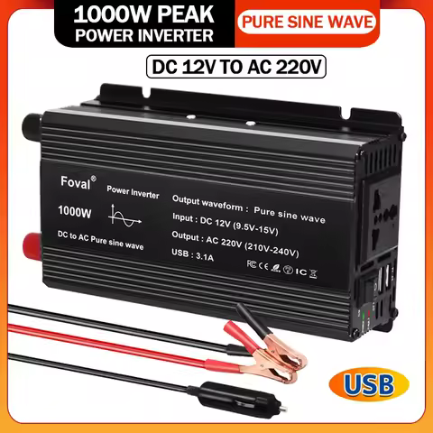 Pure Sine Wave 1000W 1500W 2200W 2600W DC 12V To AC 220V Car Power Inverter Adapter Converter With 3