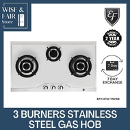 EF Stainless Steel 73cm Built-In Gas Hob | The Italia EFH3763TNVSB 3-Burner Hob | PUB/LPG