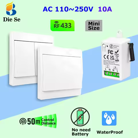 433MHz Wireless Self-Powered Light Switch AC 110V 220V Receiver RF 86 Wall Switch No need Battery fo