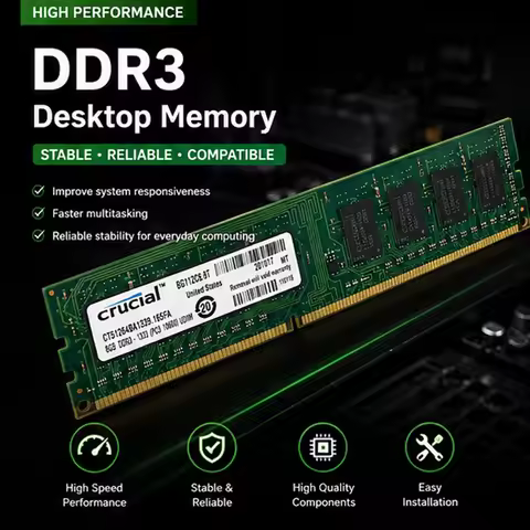 DDR3 Memory Crucial 4GB 8GB DIMM DDR3L Dektop Ram 1.5V 1.35V PC RAM 1333mhz 1600mhz 1866mhz