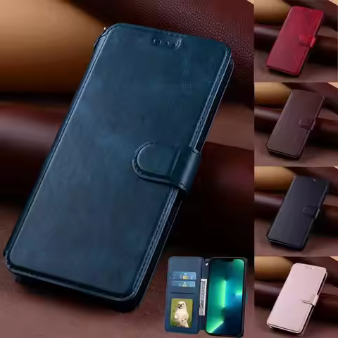 Leather Wallet Flip Case For Realme C35 C31 C21Y C25Y C20 C17 C15 C12 C11 C3 C2 9 9I 8 8I 7 7I 6 5 V