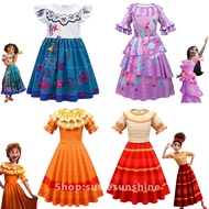 【Ready Stock】Disney Encanto Mirabel Isabel Cosplay Costume Girl Dress Fancy Halloween Princess Birth