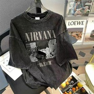 T-SHIRT NIRVANA WASHING BLACK 100% COTTON T Shirt Lelaki T Shirt Cotton 100%