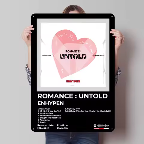 ENHYPEN ROMANCE UNTOLD Album Cover Metal Poster Tin Signs Wall Art Office Decor Custom Metal Sign fo