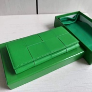 1:1 Original Label bv Woven Cowhide Large Checkered Long Wallet Men Women's Genuine Leather Wallet L