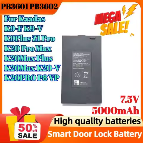 PB3602 PB3601 7.5V 5000mAh for Kaadas K9-F K9-V K9Plus Z1 Pro K20Max Plus K20Max K20-V K20PRO P8 VP 
