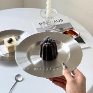 Ins Stainless Steel Dessert Plate Steak Plate Pasta Salad Plate Korean Bibimbap Cold Noodle Plate We