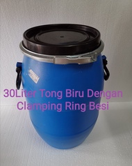 30Liter Tong Biru Plastic/Tong Air Bertangkai /Blue Drum Plastic