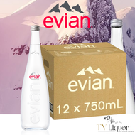 Evian Natural Mineral Water (Glass), 12 Bottles x 750ml (BBD: September 2025)