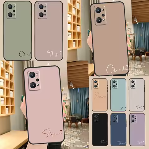 Personalise custom name initial pastel For Realme C55 C35 C33 C31 C30 C25 C21Y C15 C11 GT Neo 5 3 2 