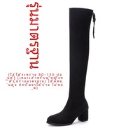 เข่าสูง ผู้หญิง รองเท้าบูท ยืดได้ น่องใหญ่ ไซส์ 42 เหนือเข่า สลิมฟิต รองเท้าบูท สไตล์เกาหลี ส้นเตี้ย