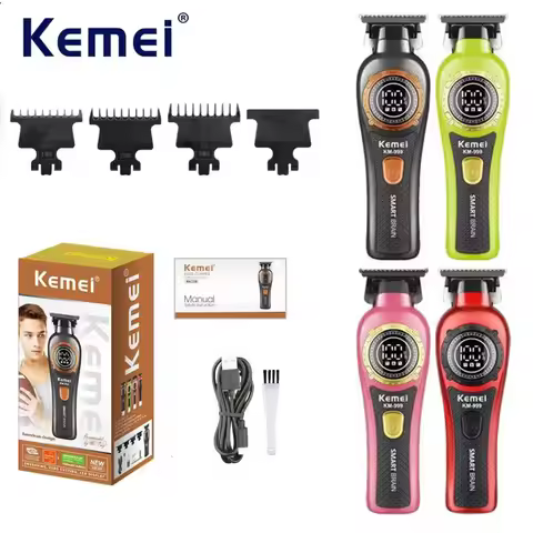 Kemei KM-999 Cordless Professional Hair Trimmer Men DLC T-Blade Zero Gapped Hair Clipper Electric Fi