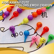 7 Colors EMOJI Bullet Crayon Bullet Pencil Writing Utencil Kawaii Cute Emoji Pensel Non-Sharpening