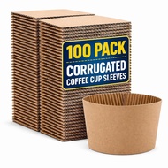 1InTheOffice Corrugated Coffee Cup Sleeves For 10oz 12oz 16 oz (100 Sleeves)