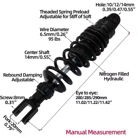 Fork 20mm 1 Piece Hydraulic Rear Shocks for Honda NS150G, Kymco H150, RT3C, Joymax Z300, Cruisym 300