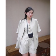 Set Of short sleeve gile blazer High-Quality Cream-Colored Thai Women'S Shorts Designed By Meely