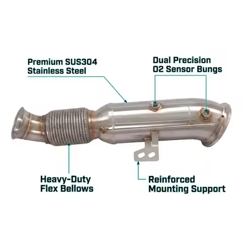 SS304 4.5-inch Exhaust Header Downpipe for BMW X5 G05 X6 G06 X7 G07 3.0T 2024+ B58 Exhaust Stainless