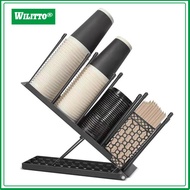 Paper Cup Holder Coffee Cup Lid Holder Adjustable Coffee Cup Holder Organizer with Straw Holder Perf