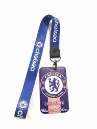 สายคล้องคอ สายคล้องบัตร ซองใส่บัตร ที่ใส่บัตร พร้อมสายคล้องคอ ลาย CHELSEA สำหรับบัตร ขนาด 5.5 x 8.5 
