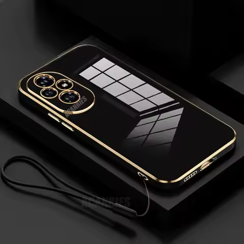 For Honor200 Luxury Plating Lanyard Silicone Case Huawei Honor 200 70 90 Pro Lite 100 50 200pro 90pr