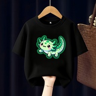 GREEN AXOLOTL FISH CUTE CHILDREN'S T-SHIRT FREE CUSTOM NAME