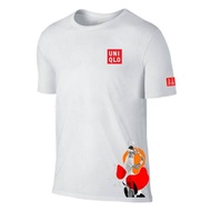 Uniqlo Roger Federer Cartoon Face Dri-FIT Tennis Casual Shirt Moisture Wicking Performance & 100% Pr