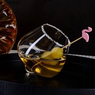 IONSKY Irregular   Glass, Rotating European Style Cognac Glasses Cup, Creative Transparent Tumbler  
