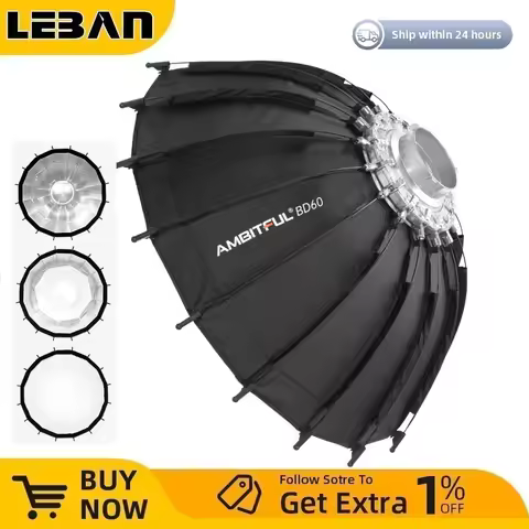 Ambitful 60cm 23.6'' Studio Silver Wide Angle Beauty Dish Honeycomb Grid Bowens Mount for Godox SK40