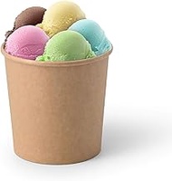 GREENBOX 50 x Cardboard Ice Cream Cups, 300 ml, Brown, Disposable Cups, Plastic-Free and Biodegradab
