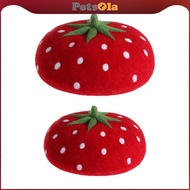 [PETSOLA] Strawberry Beret Hat Cabbie Beret Cap Fashionable Costume Accessories Headwear Party Winte