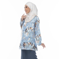 Aqeela Muslimah Wear Abstract Printed Satin Muslimah Blouse (qb146)