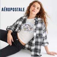 KEMEJA PUTIH HITAM Aeropostale Flannel Shirt Woman Relaxed Fit Original Black and white checkered lo