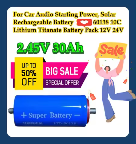 For Car Audio Starting Power, Solar Rechargeable Battery 2.45V 30Ah 60138 10C Lithium Titanate Batte