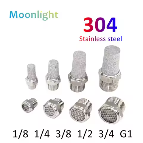 304 Stainless Steel Muffler with Flat End and Pointed End BSL Series G1/8 G1/4 G3/8 1/2" Pneumatic A