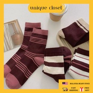 Unique Closet 1 Pair Plain Brown Pink Sock Crew Socks Women Stocking Women Stoking Stokin Muslimah